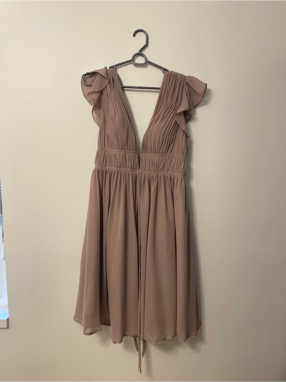 JJs House Mauve Flutter-Sleeve V-Neck Chiffon Dress